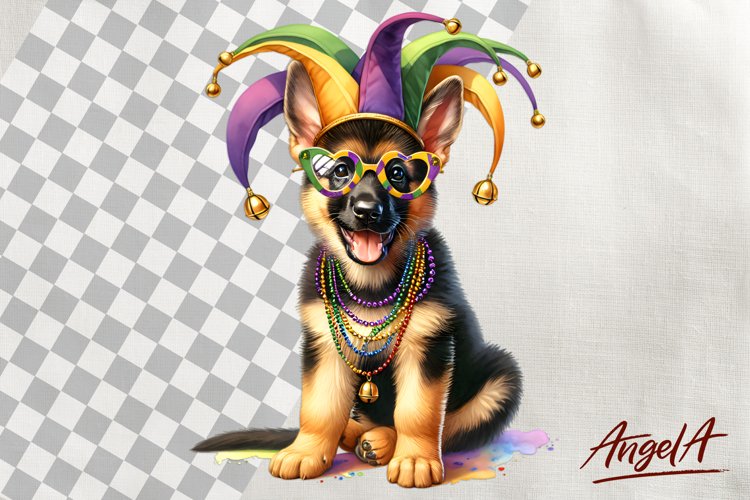 Mardi Gras clipart, dog clipart German Shepherd clipart example image 1