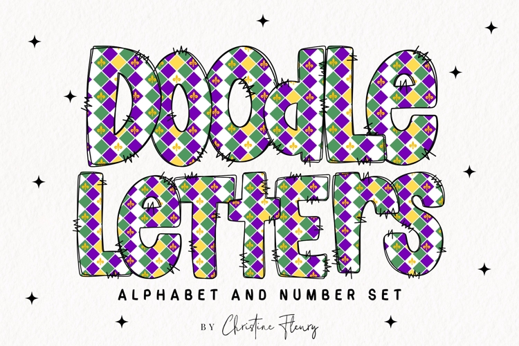 Doodle Mardi Gras Alphabet PNG Clipart