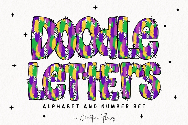 Brushstroke Mardi Gras Alphabet PNG Clipart