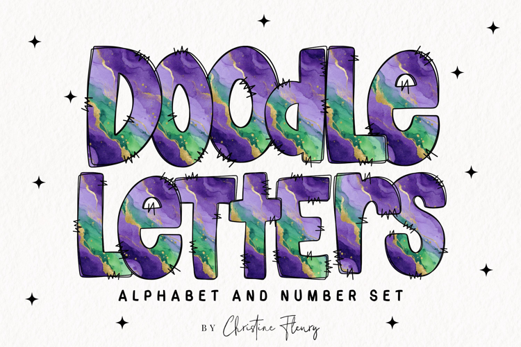 Watercolor Mardi Gras Alphabet PNG Clipart
