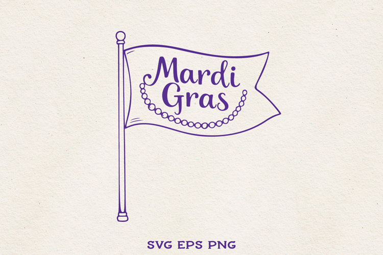 Mardi Gras Flag SVG | Carnival Banner Clipart | Fat Tuesday