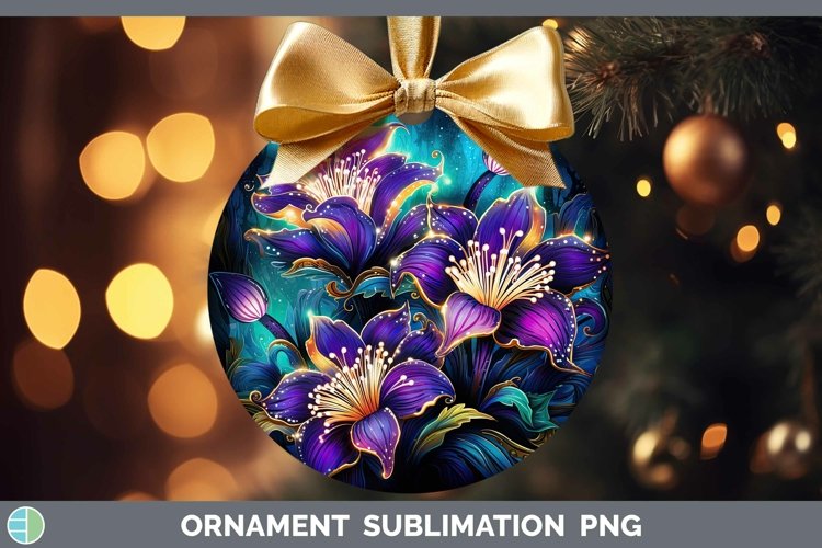 Mardi Gras Glow Flowers Ornament Sublimation Bauble Designs