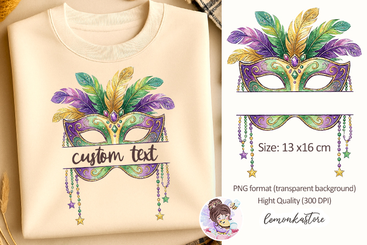 Mardi Gras Mask custom name frame, Louisiana carnival shirt