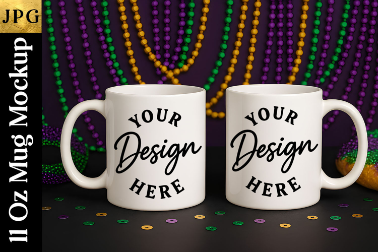 Mardi Gras Mug Mockup JPG | Sublimation Coffee Cup