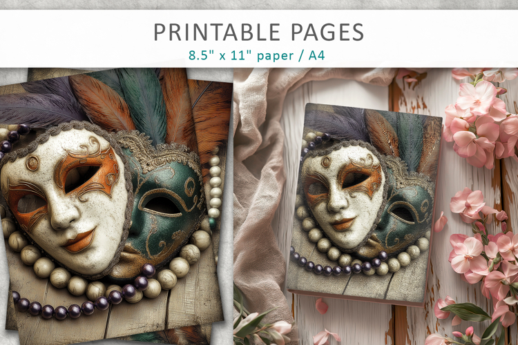 masquerade party digital papers, mardi gras pages