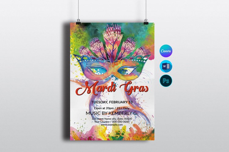 Mardi Gras Party Flyer Template