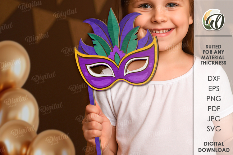 Mardi Gras Photo Booth Prop Lasercut. Mardi Gras Mask SVG