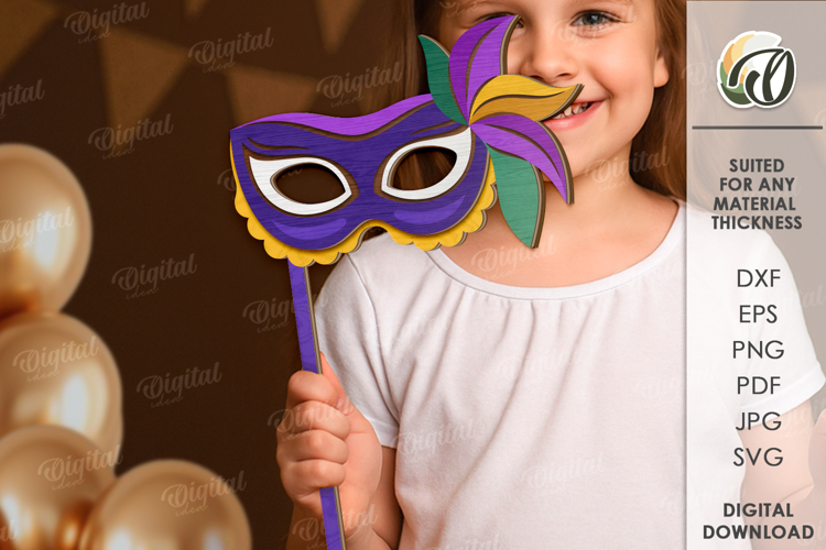 Mardi Gras Photo Booth Prop Lasercut. Mardi Gras Mask SVG