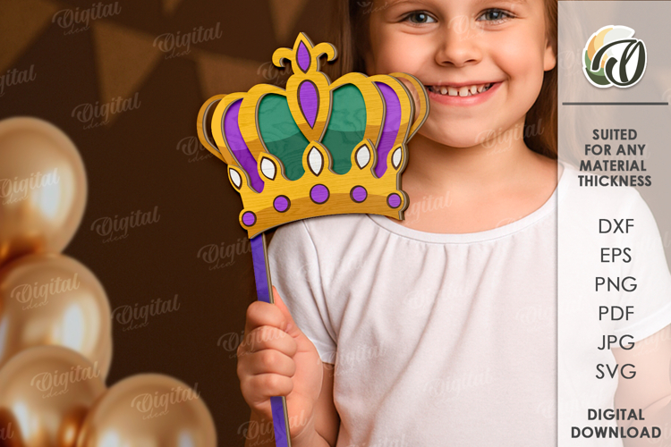 Mardi Gras Photo Booth Prop Laser Cut. Mardi Gras Crown SVG