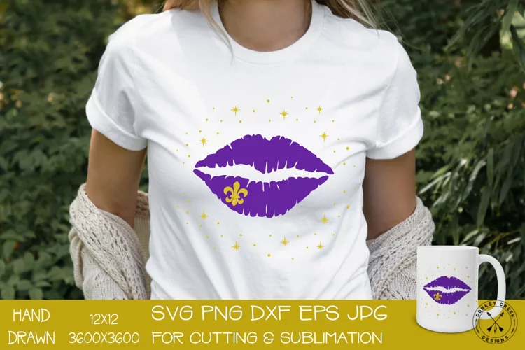 Mardi Gras SVG |Distressed Lips|Sublimation PNG