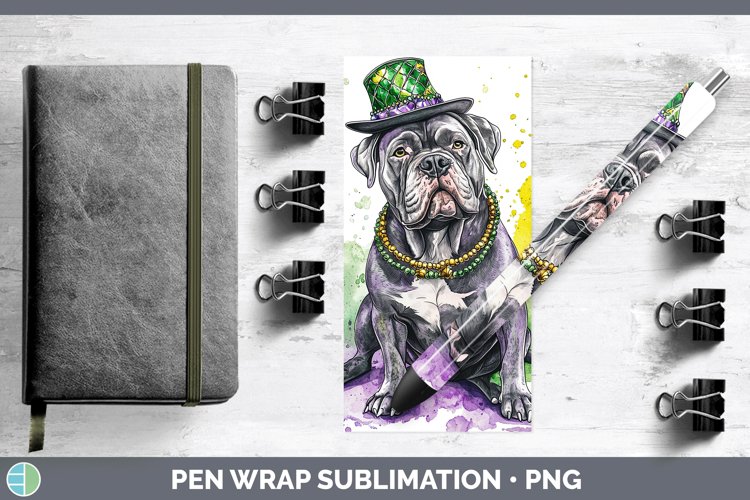 Mardi Gras Splash Dogs Cane Corso Pen Wrap Sublimation Pen D