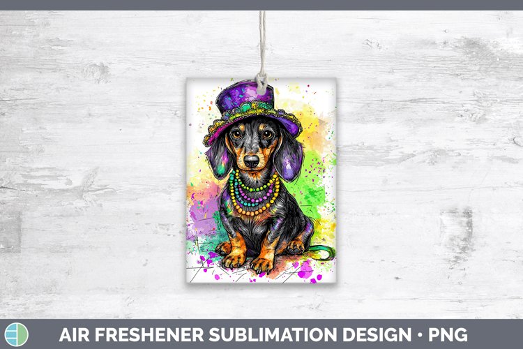 Mardi Gras Splash Dogs Dachshund Air Freshener Sublimation C