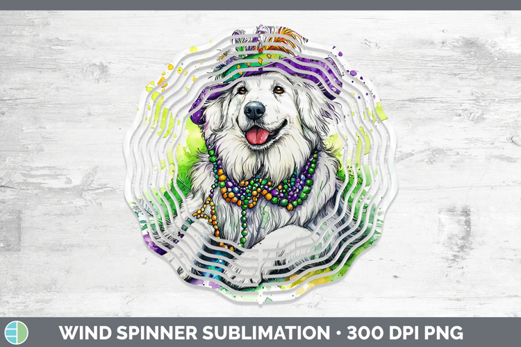 Mardi Gras Splash Dogs Great Pyrenees Wind Spinner Sublimati