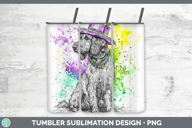 Mardi Gras Splash Dogs Irish Wolfhound Tumbler Sublimation