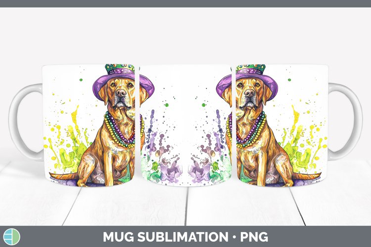 Mardi Gras Splash Dogs Labrador Retriever Mug Wrap Sublimati