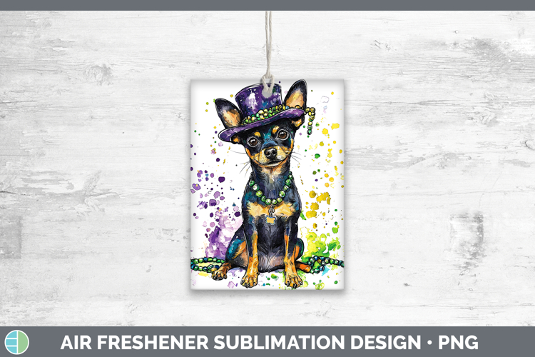 Mardi Gras Splash Dogs Miniature Pinscher Air Freshener Subl
