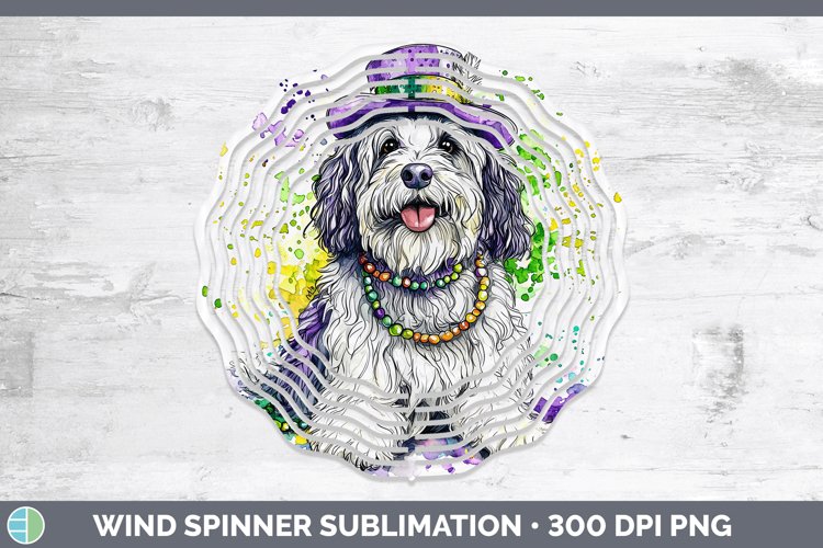Mardi Gras Splash Dogs Old English Sheepdog Wind Spinner Sub
