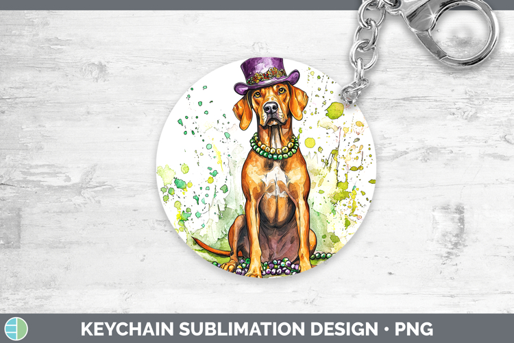 Mardi Gras Splash Dogs Rhodesian Ridgeback Keychain Sublimat