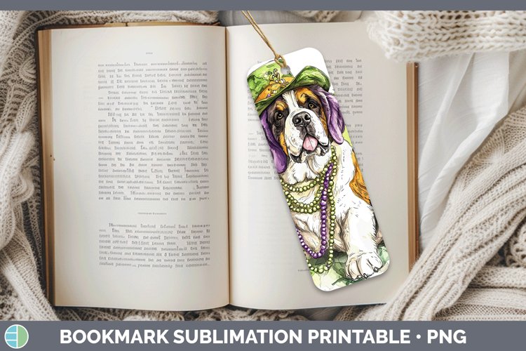 Mardi Gras Splash Dogs Saint Bernard Bookmark Sublimation Pr