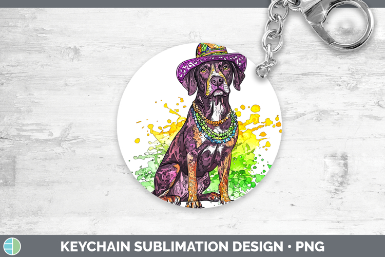 Mardi Gras Splash Dogs Shorthaired Pointer Keychain Sublimat