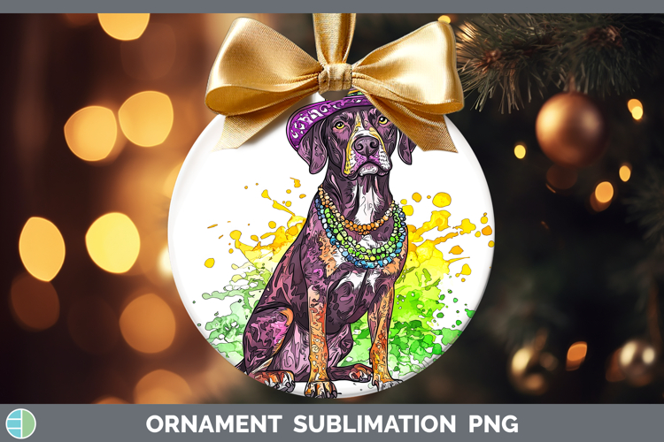 Mardi Gras Splash Dogs Shorthaired Pointer Ornament Sublimat