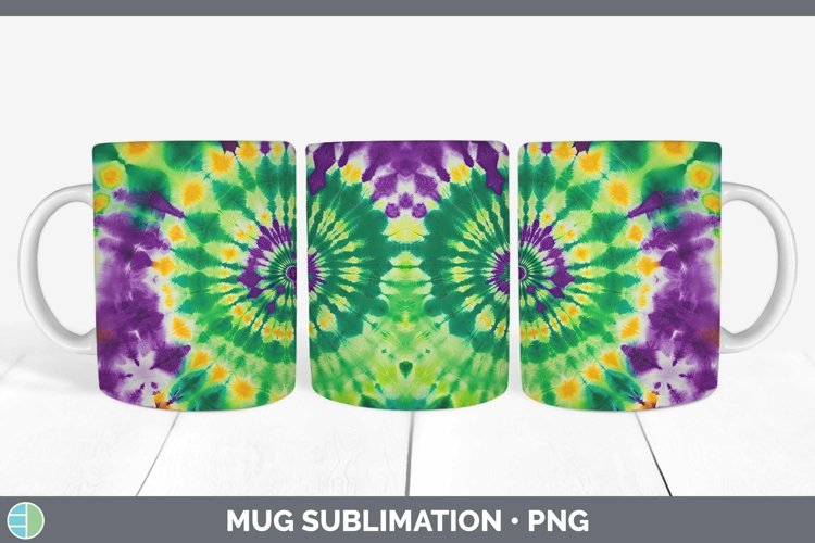 Mardi Gras Tie Dye Mug Wrap Sublimation Coffee Cup Designs