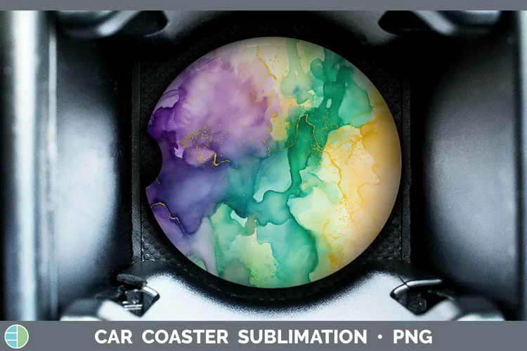 Mardi Gras Watercolor Car Coaster Sublimation Designs