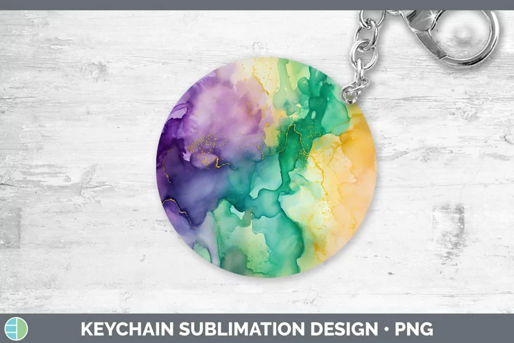 Mardi Gras Watercolor Keychain Sublimation Keyring Designs