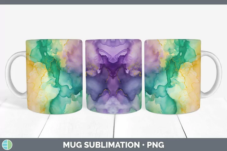 Mardi Gras Watercolor Mug Wrap Sublimation Coffee Cup Design