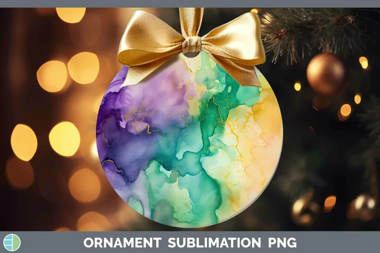 Mardi Gras Watercolor Ornament Sublimation Bauble Designs