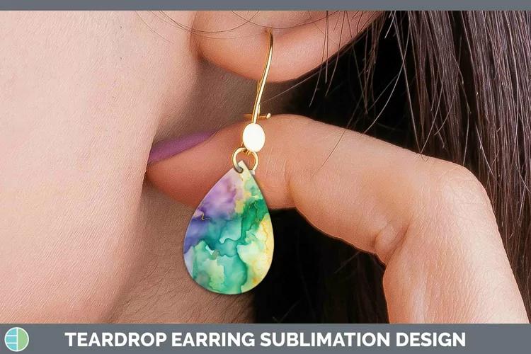 Mardi Gras Watercolor Teardrop Earrings Sublimation Earrings