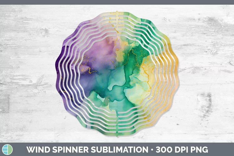Mardi Gras Watercolor Wind Spinner Sublimation Spinner Desig
