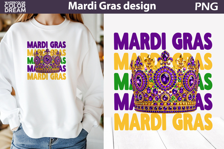 Mardi Gras Sublimation | Crown Mardi Gras Tshirt