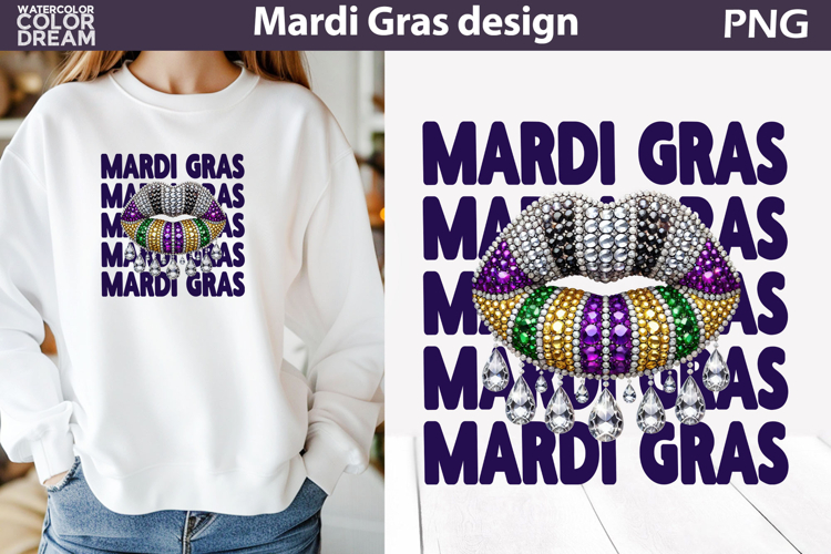 Mardi Gras Sublimation | Lips Mardi Gras T shirt