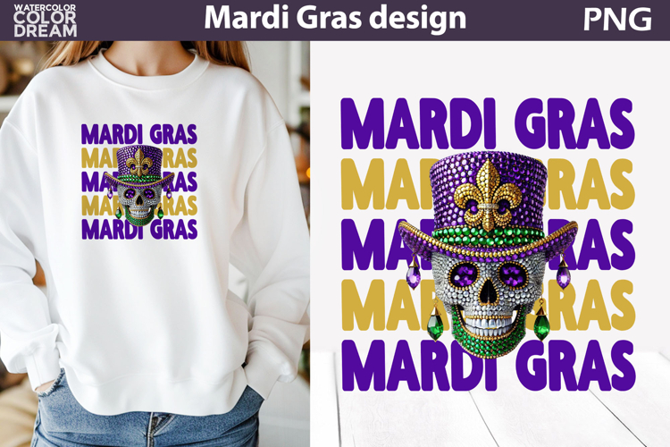 Mardi Gras Sublimation | Mardi Gras Skull T Shirt