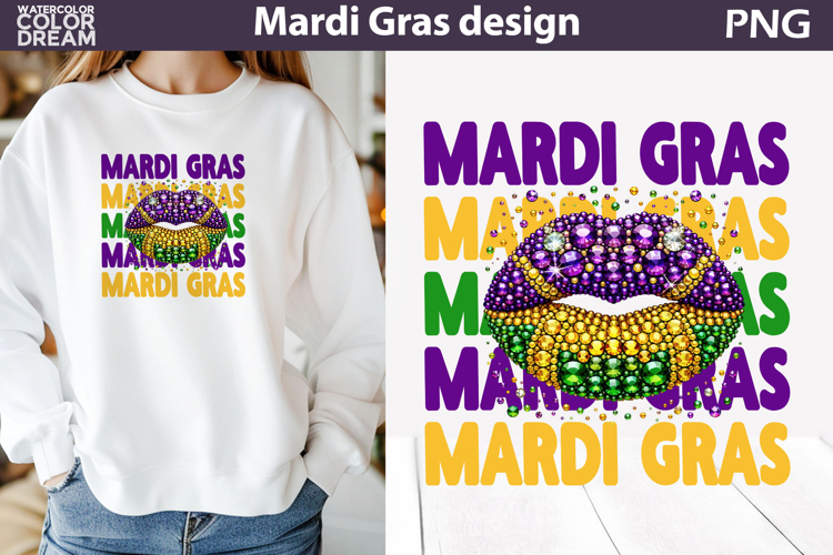 Mardi Gras Sublimation | Lips Mardi Gras T shirt