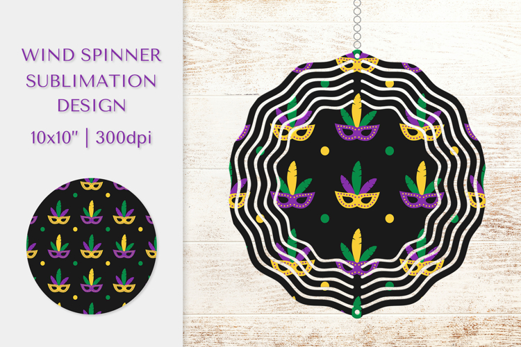 Mardi Gras Spinner Sublimation. Wind Spinner Design PNG 08