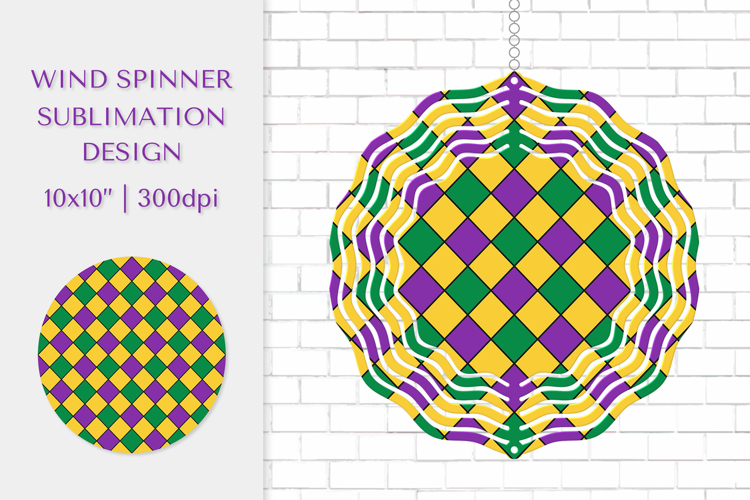 Mardi Gras Spinner Sublimation. Wind Spinner Design PNG 11