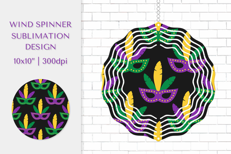 Mardi Gras Spinner Sublimation. Wind Spinner Design PNG 12