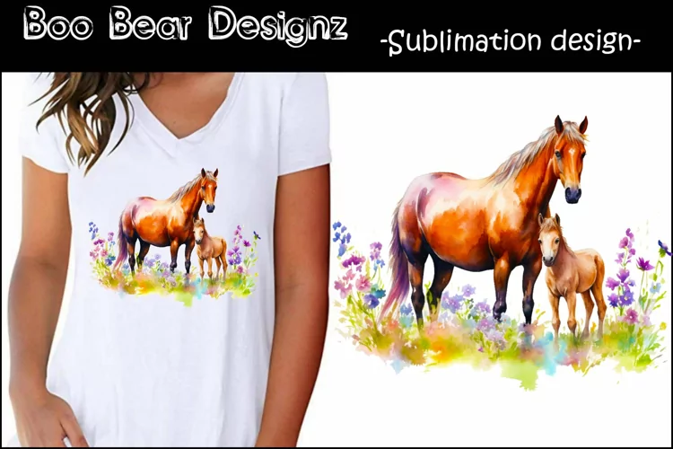Floral Mare and Foal Sublimation design