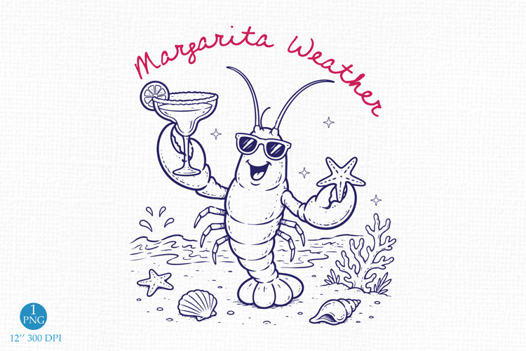 Margarita Weather, Funny Lobster PNG example image 1