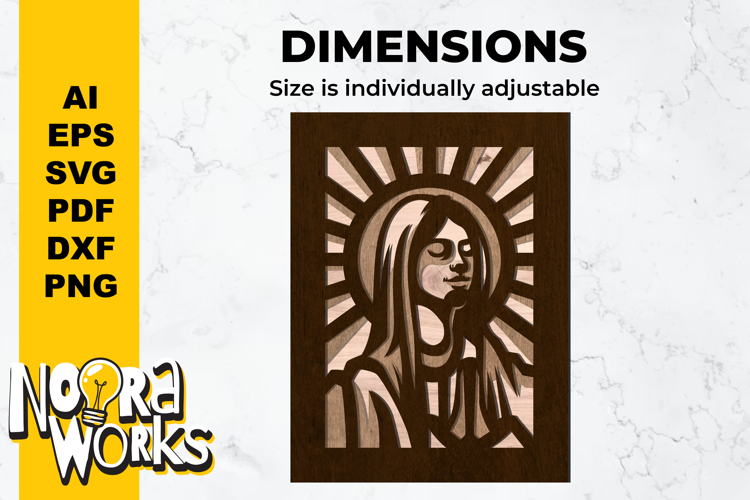 3D Virgen Maria Layered Cut SVG