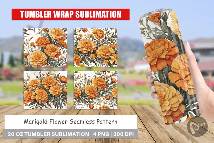 Tumbler Wrap Marigold Pattern