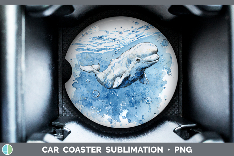 Beluga Whale Marine Mammal Sketch Car Coaster Sublimation De