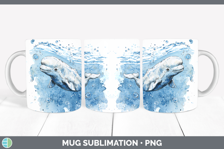 Beluga Whale Marine Mammal Sketch Mug Wrap Sublimation Desig