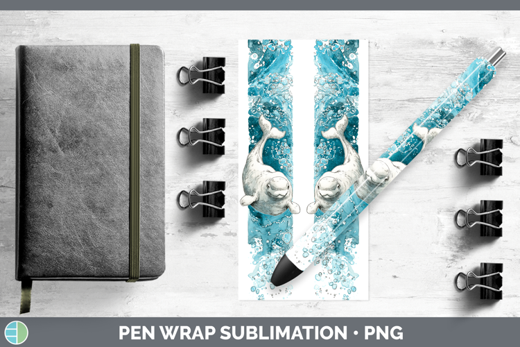 Beluga Whale Marine Mammal Sketch Pen Wrap Sublimation Desig