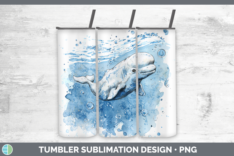 Beluga Whale Marine Mammal Sketch Tumbler Sublimation Design