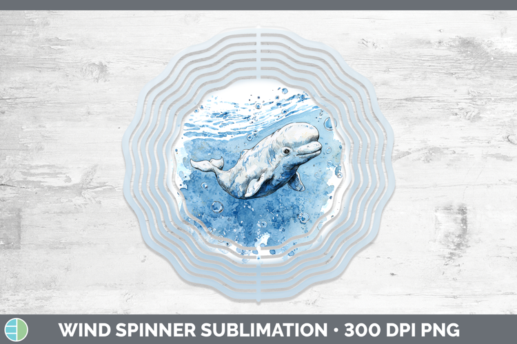 Beluga Whale Marine Mammal Sketch Wind Spinner Sublimation D