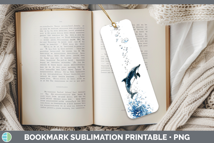 Dolphin Marine Mammal Sketch Bookmark Sublimation Design
