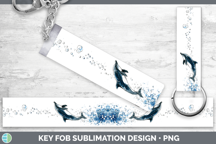 Dolphin Marine Mammal Sketch Key Fob Sublimation Design
